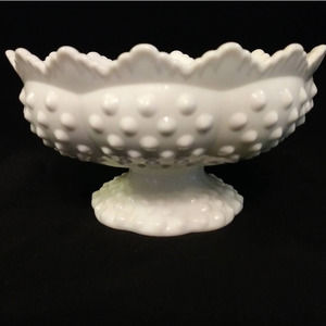 Fenton 6 Candle Hobnail Milk Glass Candle Bowl